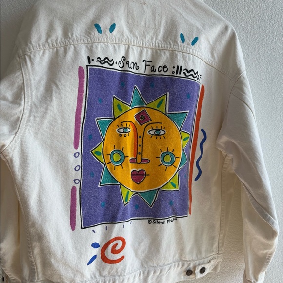 Vintage White Sun Face Denim Jacket - Picture 5 of 6